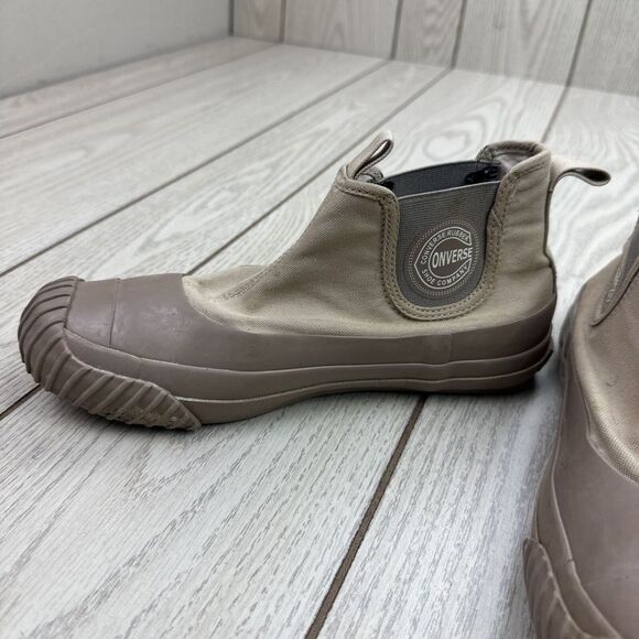 Converse 6.5 US Converse Big C Sidegore Rubber Hi High Cut Sneakers Khaki 1SC667 - Picture 4 of 12